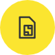 Darstellung eines gelbes Kreises mit SIM Karte.