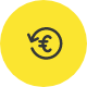 Darstellung eines gelben Kreises mit einem Euro Symbol in der Mitte.
